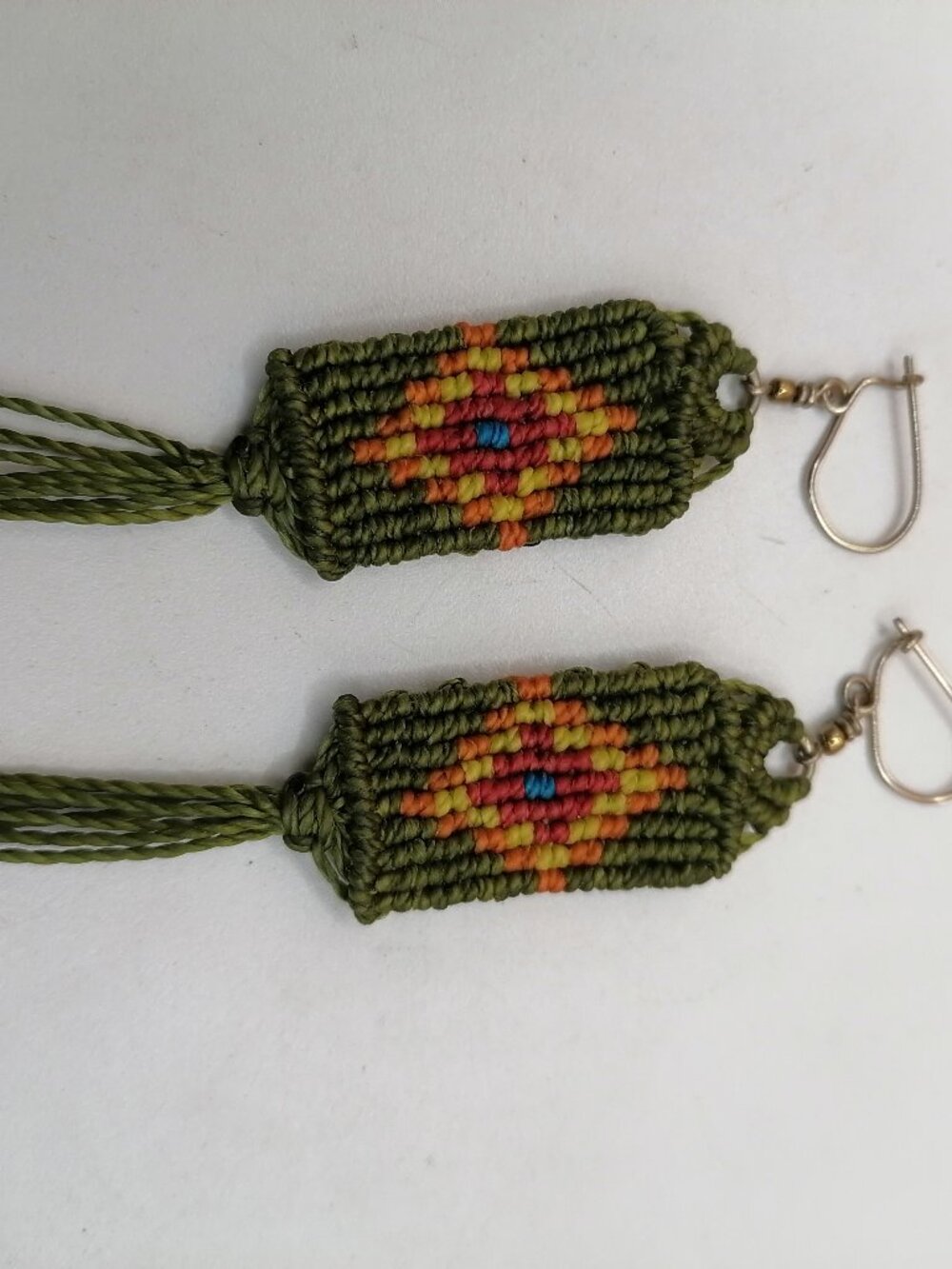 Pendientes Macramé Chakana Cruz Inca Hecho Mano Espiritual